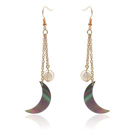 Dangle & Chandelier Natural Sea Shell Moon Style Drop Earrings For Women Fashion Ball Beads Long Tassel Boho Earrings Femme Europe211E