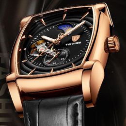 Luxury Brand Tevise Automatic Men Watches Mechanical Watches Tourbillon Male Self-Winding Sport Wristwatch Relogio Masculino284S