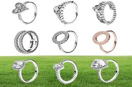 NEW 100% 925 Sterling Silver Ring fashion Popular Charms Wedding Ring For Women Heart-shaped Lovers Round Rings DIY Jewelry1453978