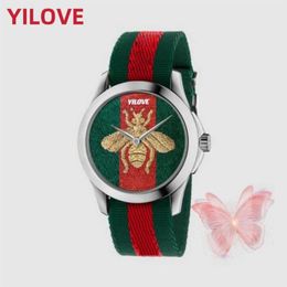 Fashion Famous Brand Unisex Watch Bee Snake Tiger Pattern Quartz Imported Movement Clock Nylon Strap Sports Style Classic Waterpro226M