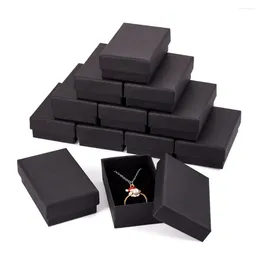 Jewellery Pouches 18/24pcs Tan Black White Cardboard Box Marble Ring Necklace Bracelet DIY Gift Storage Packing Supplies