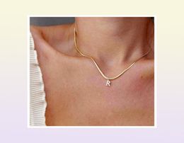 Inlaid Zircon Letter Initial Pendant Necklace For Women Gold Chain Cute Charms Collier Alphabet Necklaces Jewellery Friends Gift3176713