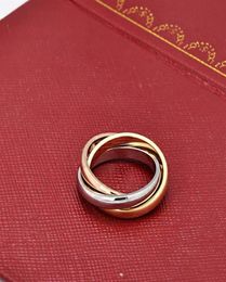 039Gold Silver RoseGold039 Threering Crossing Triple Rings for Women Men Lovers039 316L Titanium Steel Wedding Band Anei8377832