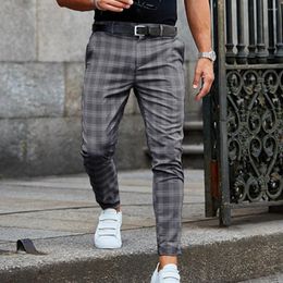 Men's Pants Long Plaid Trousers