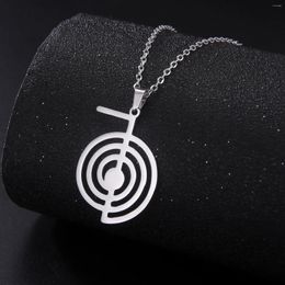 Pendant Necklaces Reiki Cho Ku Rei Necklace Healing Energy Yoga Power Sacred Geometry Protection Amulet Stainless Steel Jewellery