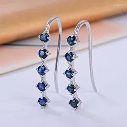 Stud Earrings Sterling Silver Nature Sapphre Earring For Women Special Design Personal Style Created Blue Sapphire Oval Cut Women's Gifts