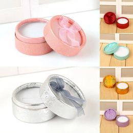 Jewellery Pouches Elegant Round Earring Rings Box Bowknot Organiser Holder Wedding Engagement Gift Packaging Display