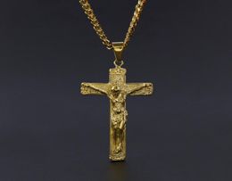 Jesus Necklace Gold Plated Stainless Steel Pendant Fashion Religious Faith Necklaces Mens Hip Hop Jewelry6766595