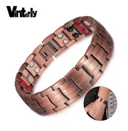 Pure Copper Bracelet Men Energy Germanium Magnetic Bracelet Copper Vintage Hologram Chain Link Bracelets for Men Arthritis 2106195509312