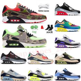 Designer Men 90 Running Sports Shoes Triple White Black Red 90s Wolf Grey Polka Dot Total Orange Laser Blue Runner Bacon Hyper Grape Royal Women Trainer Sneakers