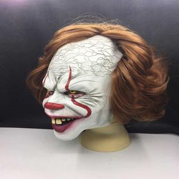 Stephen King's Clown Mask Full Face Horror Joker Mask Latex Masks Clown Mask Halloween Cosplay Costume Props Party Masks296r