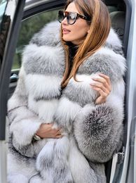 Women s Fur Faux 2023 Winter Women Elegant Coats Thick Warm Long Fashion Overcoats Female Casual Hooded Plus Size 231212