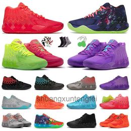 Erkek Lamelo Basketbol Ayakkabıları MB01 Rick Morty Koşu Ayakkabı Satılık Top Kraliçesi Kraliçe Kraliçe Mavi Turuncu Kırmızı Yeşil Teyze İnci Pembe Purple Cat Sport Shoe Trainner Spor Sabahları