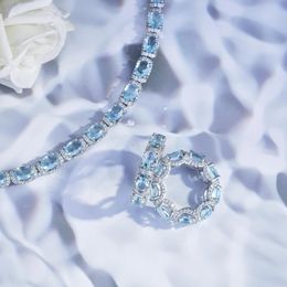Fashion Brand U Geometry Designer Charm Bracelet Womens Silver Shining Sea Blue Crystal Bracelets Bangle Party Wedding Jewellery with CZ Zircon Bling Diamond Stone