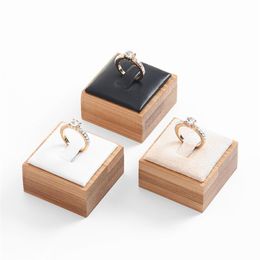 Fashion Bamboo Wood Ring Display Tray Jewelry Organizer Ring Earring Stand Ear Stud Holder Jewelry Storage Showcase Display256U