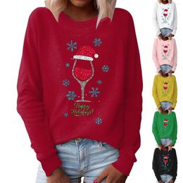 Women's Hoodies Christmas Crew Neck Sweatshirt Long Sleeve Fleece Holiday Pattern Shirt Cute Tunic