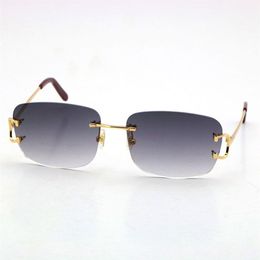 Rimless Fashion men Woman sunglasses driving With C Decoration Goggle Elongated and Slim gold frame glasses Size 57-20-140mm2155