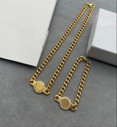 New Designed Bracelets Thick Chain Bangle Women Gold Brass Choker Necklaces Banshee Portrait Pattern 18K Gold Plated Designer Jewelry NL43050693