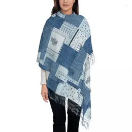 Ethnic Clothing Denim Patchwork Paisley Pattern Shawls Wraps For Women Winter Warm Long Soft Scarf Pashminas Shawl Scarves