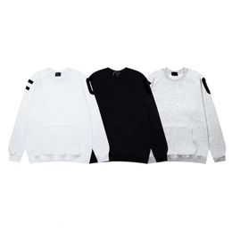 High street FOG fashion label double line ESSENTIALS side letter printing round neck sweater for men and women