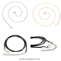 Pendant Necklaces 10PCS Men's Women's Black Braided Wax Rope Stainless Steel Chain Fashion Gold Silver Double Colour Necklace DIY Jewellery