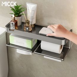 Toilet Paper Holders MICCK Aluminum Paper Holders Punch-Free Toilet Paper Holder For Bathroom Tissue Hanger Storage Organizer Bathroom Accessories 231212