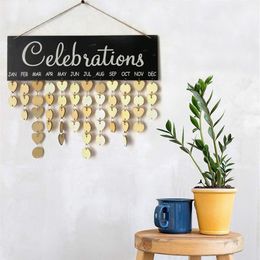 Wood Birthday Reminder Board Plaque Sign Family DIY Calendar Home Decor289y