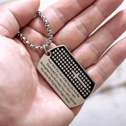 Pendant Necklaces Bible Verse Necklace For Men Stainless Steel Dog Tag Personality Jewelry Amulet Gift
