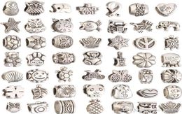 Mix Style silver plated Big Hole Loose Beads metals charms For DIY Jewelry Bracelet For European charms Bracelet&Necklace6759064