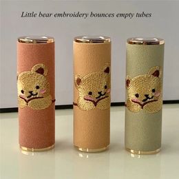 Other Health Beauty Items Wholesale Lipstick Container Tube Little Bear Embroidery Bounces Empty Lip Balm Makeup Tools 231211