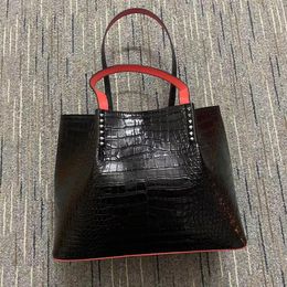 Fashion Bag cabata designer totes rivet genuine leather Handbag composite handbags famous purse shopping bags Black White For girl266F