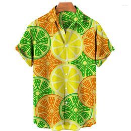 Men's Casual Shirts Hawaiian Fruit Print Short Sleeve Shirt For Men Plus Size Clothing Elegant Harajuku Summer