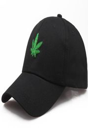 New arrival Embroidered leaf baseball cap wild black green linen leaf hat men and women summer Caps9949916