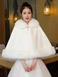 Women's Fur Shawl Wedding Dress Cloak Warm White Large Size Over Winter