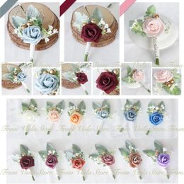 Brooches 14 Colors Rose Flower 3D Fabric Plant Red Pink Women Men Pin Groom Wedding Party Dinner Corsage Suit Accessory Gift