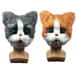 Cute Cat Mask Halloween Novelty Costume Party Full Head Mask 3D Realistic Animal Cat Head Mask Cosplay Props 22072539161352539