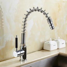 Kitchen Faucets KitchenSpring Style Chrome Finishe Basin Pull Out Faucet Spout Rotatable &Cold Mixer Taps Sink A Vidric