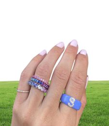 Pink Blue Enamel 26 Alphabet Letter Band Ring For Women Personalised Name Full Finger Jewellery Fashion1797920