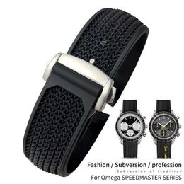 Watch Bands 20mm 21mm 22mm 18mm 19mm High Quality Rubber Silicone Watchband Fit for Omega Speedmaster Watch Strap Steel Deployment287x