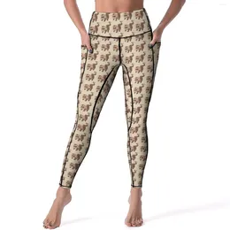 Active Pants Ferret Dookside Leggings Pockets Cute Animal Print Graphic Yoga Push Up Work Out Legging Stretch Sport