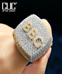 Cluster Rings Big Custom Letter Name Ring For Men Women Bling Zircon RINGS Copper Charm Gold Silver Colour Fashion HipHop Jewellery G1526052