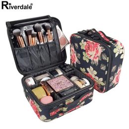 Rose Flower Professional Makeup Case Full Beautician Travel Suitcase For Manicure Need Women Cosmetic Bag Organizer For Female304d