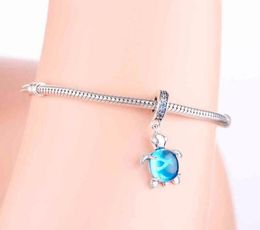 Fit Original Europe Bracelet 100 925 Sterling Silver Beaded Strands Murano Glass Sea Turtle Dangle Charm High Quality Diy Jewelry6151871