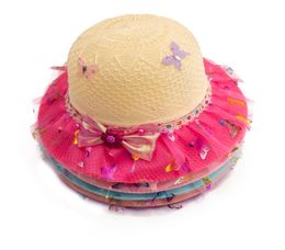 Hat children hat sun shade summer sun block little girl princess hat lace small fresh The butterfly fly6546543