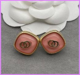 New Women Gold Earrings Designer Jewelry Womens Enamel Earring Pink Cute Ladies Ear Studs For Party Mens Gifts Classic D223211F2035317