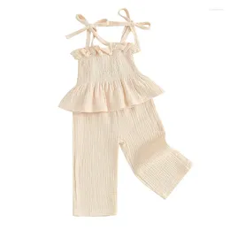 Clothing Sets Toddler Baby Girls 2PCS Outfits Ruffle Sleeveless Camisole Elastic Pants Set Infant Summer Clothes