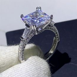 Victoria Sparkling Fashion Jewellery 925 Sterling Silver Princess Cut White Topaz CZ Diamond Promise Women Wedding Bridal Ring For L269t