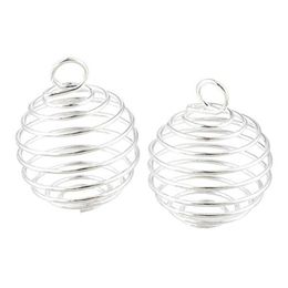 100Pcs DIY Silver Spiral Bead Cages Pendants Jewellery Findings Handmade Components Jewellery Making Charms 15X14MM 25X20MM 30X25MM222W