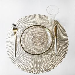 Gold Silvery Round Placemats Kitchen PVC Insulated Mats For Dining Tables Drink Coasters Coffee Cup Pad Home Restaurant Decor & Pa244G