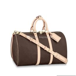 Real Leather Duffle 50 55cm Luggage Handbags Shoulder Bags Handbag Tote duffel Men Purses Mens Clutch bag295z